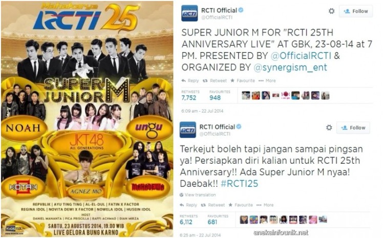 Harga Tiket Super Junior-M Di Ultah RCTI Belum Diumumkan