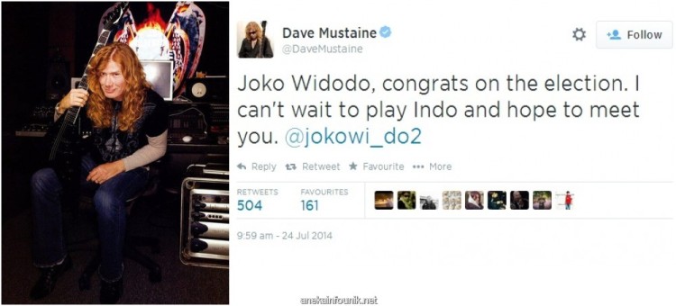 Dave Mustaine, Gitaris Megadeth, Beri Selamat ke Jokowi