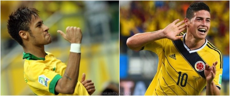 Duel Neymar (Brasil) Vs James Rodriguez (Kolombia)
