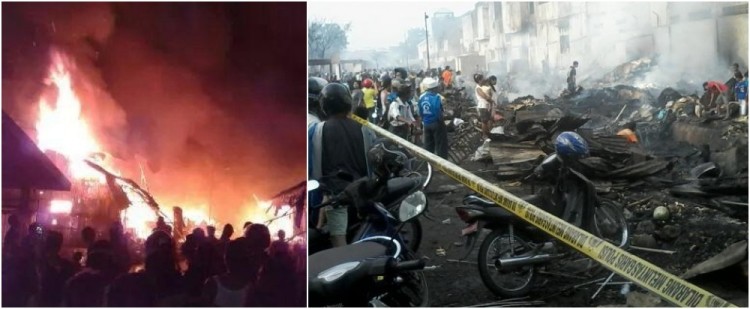 Foto Pasar Hartaco Makassar yang Terbakar